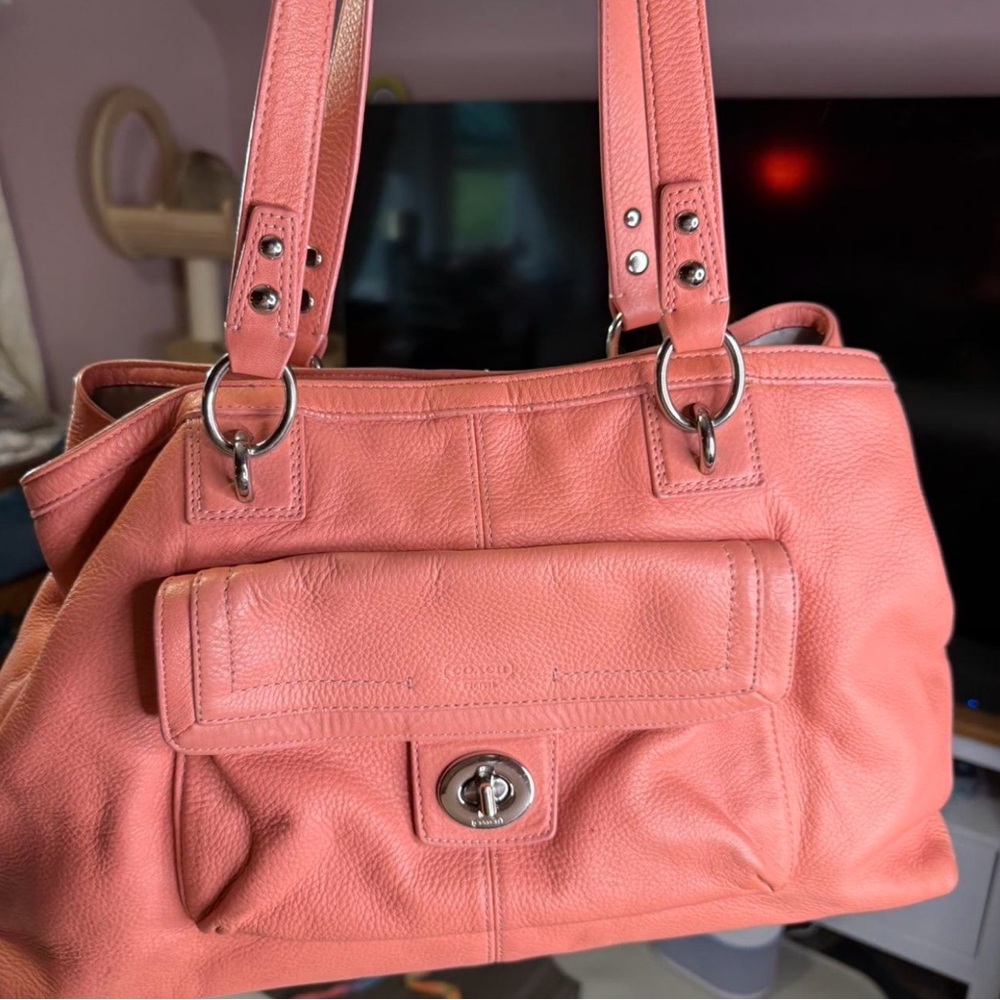 Chic Coral Leather Handbag